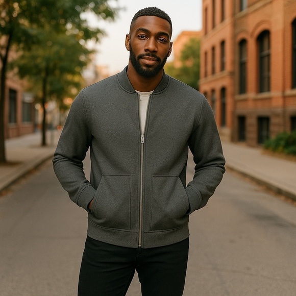 Lululemon Men’s City Sweat Full Zip Athletic Bomber Jacket Size Small Dark gray